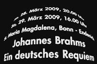 johannes brahms: deutsches requiem / music poster / st. maria magdalena, bonn / 42x59,4cm / 2009